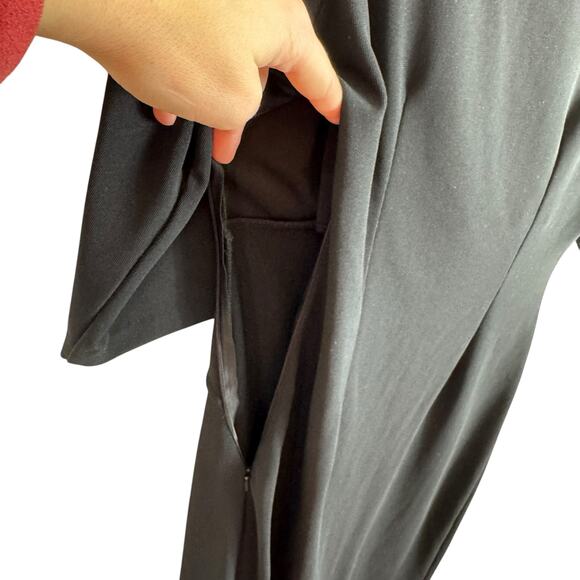 Boston Proper Black Nylon 3/4 Sleeve Jersey Knit V-Neck Sheath Dress Size 10 - Picture 4 of 7